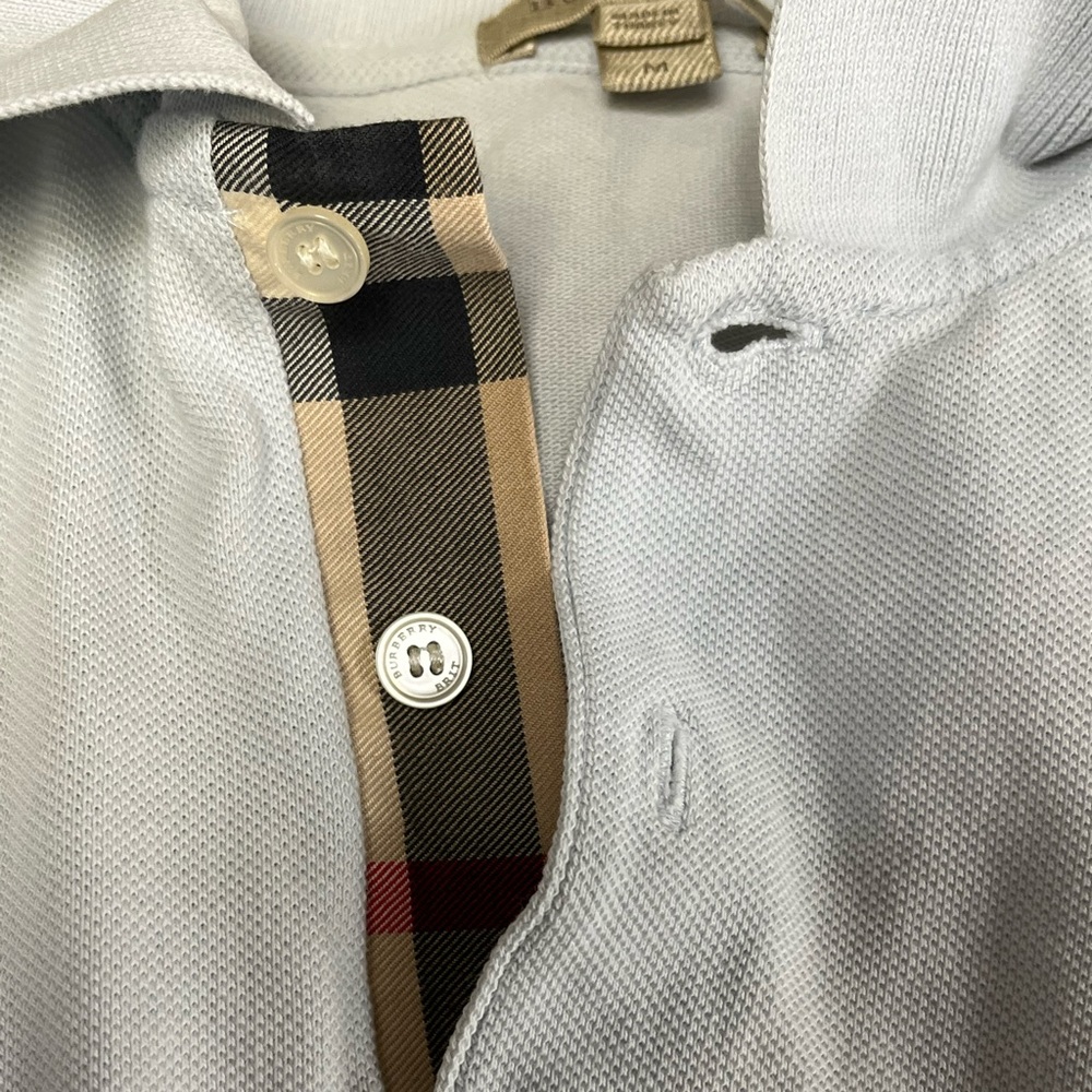 Baby Blue Men’s Burberry Collar Shirt Pol Light Blue Sky Blue Authentic Medium